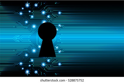 Safety concept, Closed Padlock on digital, cyber security, Blue abstract hi speed internet technology background illustration. key vector