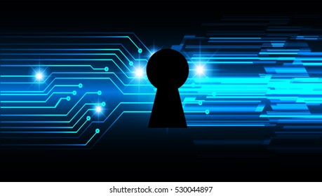 Safety concept, Closed Padlock on digital background, cyber security, Blue abstract hi speed internet technology background illustration. key. vector