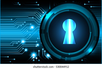 Safety concept, Closed Padlock on digital background, cyber security, Blue abstract hi speed internet technology background illustration. key. vector