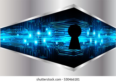 Safety concept, Closed Padlock on digital background, cyber security, Blue abstract hi speed internet technology background illustration. key. vector
