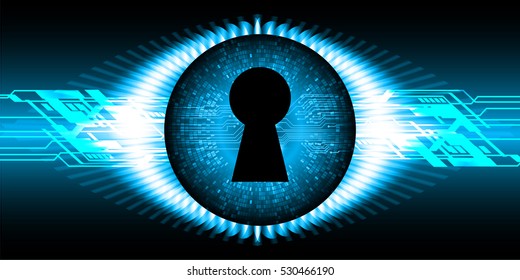 Safety concept, Closed Padlock on digital background, cyber security, Blue abstract hi speed internet technology background illustration. key. vector