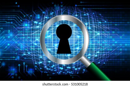 Safety concept, Closed Padlock on digital, cyber security, Blue abstract hi speed internet technology background illustration. key vector
