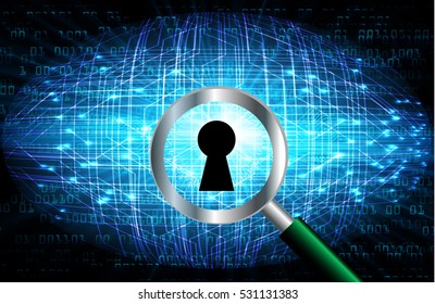 Safety concept, Closed Padlock on digital, cyber security, Blue abstract hi speed internet technology background illustration. key vector