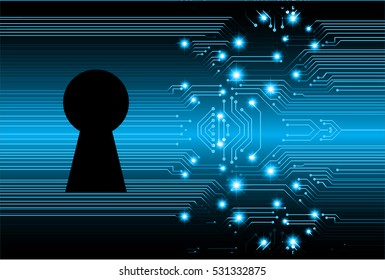 Safety concept, Closed Padlock on digital, cyber security, Blue abstract hi speed internet technology background illustration. key vector