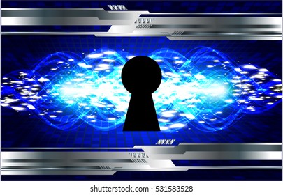 Safety concept, Closed Padlock on digital background, cyber security, Blue abstract hi speed internet technology background illustration. key vector