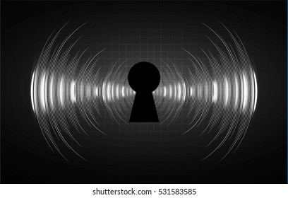 Safety concept, Closed Padlock on digital background, cyber security, Black abstract hi speed internet technology background illustration. key vector