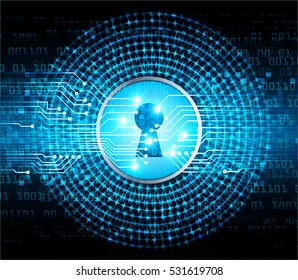 Safety concept, Closed Padlock on digital background, cyber security, Blue abstract hi speed internet technology background illustration. key vector