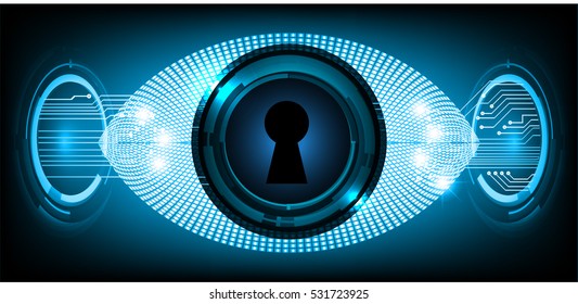 Safety concept, Closed Padlock on digital background, cyber security, Blue abstract hi speed internet technology background illustration. key vector