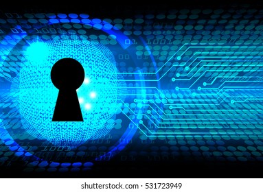 Safety concept, Closed Padlock on digital background, cyber security, Blue abstract hi speed internet technology background illustration. key vector