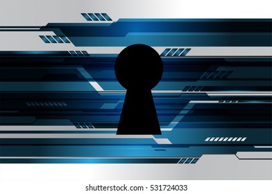 Safety concept, Closed Padlock on digital background, cyber security, Blue abstract hi speed internet technology background illustration. key vector