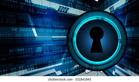Safety concept, Closed Padlock on digital background, cyber security, Blue abstract hi speed internet technology background illustration. key vector
