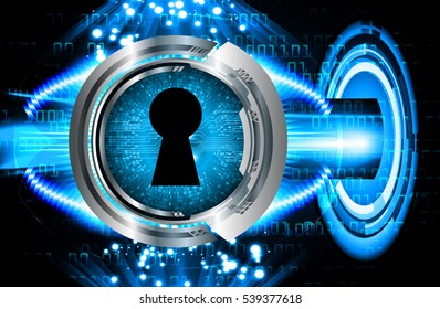 Safety concept, Closed Padlock on digital background, cyber security, Blue abstract hi speed internet technology background illustration. key vector
