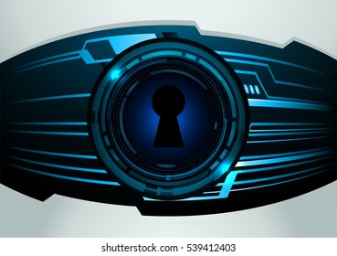 Safety concept, Closed Padlock on digital background, cyber security, Blue abstract hi speed internet technology background illustration. key vector