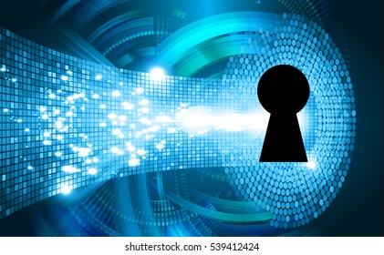 Safety concept, Closed Padlock on digital background, cyber security, Blue abstract hi speed internet technology background illustration. key vector