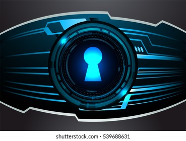 Safety concept, Closed Padlock on digital background, cyber security, Blue abstract hi speed internet technology background illustration. key vector