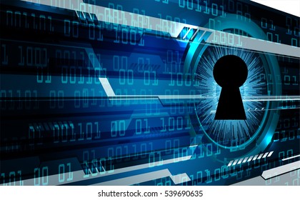Safety concept, Closed Padlock on digital background, cyber security, Blue abstract hi speed internet technology background illustration. key vector