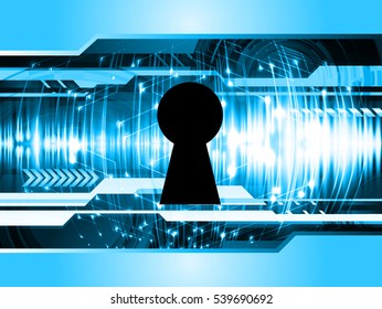 Safety concept, Closed Padlock on digital background, cyber security, Blue abstract hi speed internet technology background illustration. key vector