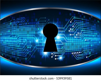 Safety concept, Closed Padlock on digital background, cyber security, Blue abstract hi speed internet technology background illustration. key vector