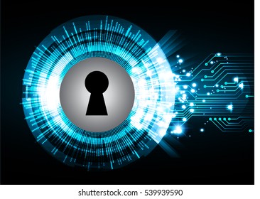 Safety concept, Closed Padlock on digital background, cyber security, Blue abstract hi speed internet technology background illustration. key vector