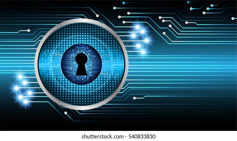 Safety concept, Closed Padlock on digital, cyber security, Blue abstract hi speed internet technology background illustration. key. vector