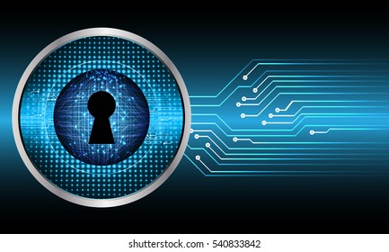 Safety concept, Closed Padlock on digital, cyber security, Blue abstract hi speed internet technology background illustration. key. vector