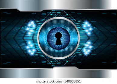 Safety concept, Closed Padlock on digital, cyber security, Blue abstract hi speed internet technology background illustration. key. vector