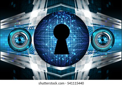 Safety concept, Closed Padlock on digital, cyber security, Blue abstract hi speed internet technology background illustration. key. vector