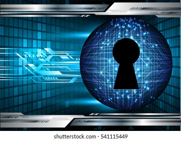 Safety concept, Closed Padlock on digital, cyber security, Blue abstract hi speed internet technology background illustration. key. vector