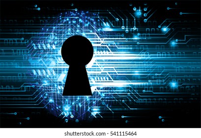 Safety concept, Closed Padlock on digital, cyber security, Blue abstract hi speed internet technology background illustration. key. vector
