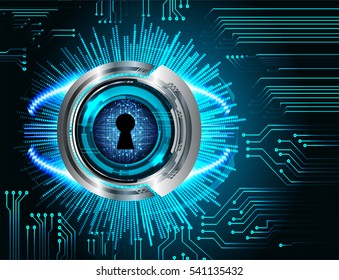 Safety concept, Closed Padlock on digital, cyber security, Blue abstract hi speed internet technology background illustration. key. vector