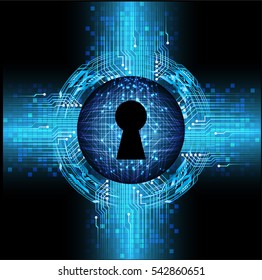 Safety concept, Closed Padlock on digital, cyber security, Blue abstract hi speed internet technology background illustration. key. vector