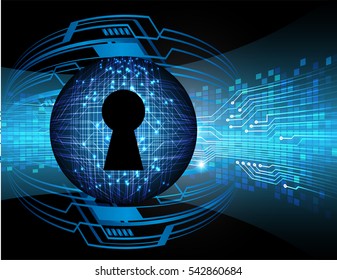 Safety concept, Closed Padlock on digital, cyber security, Blue abstract hi speed internet technology background illustration. key. vector