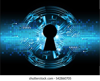Safety concept, Closed Padlock on digital, cyber security, Blue abstract hi speed internet technology background illustration. key. vector