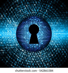 Safety concept, Closed Padlock on digital, cyber security, Blue abstract hi speed internet technology background illustration. key. vector