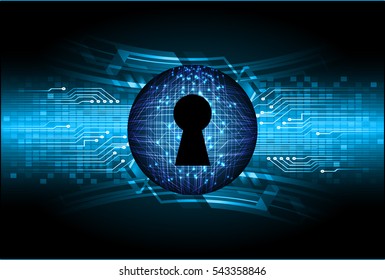 Safety concept, Closed Padlock on digital, cyber security, Blue abstract hi speed internet technology background illustration. key. vector