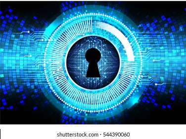Safety concept, Closed Padlock on digital, cyber security, Blue abstract hi speed internet technology background illustration. key. vector