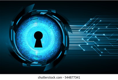 Safety concept, Closed Padlock on digital, cyber security, Blue abstract hi speed internet technology background illustration. key. vector