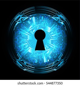 Safety concept, Closed Padlock on digital, cyber security, Blue abstract hi speed internet technology background illustration. key. vector