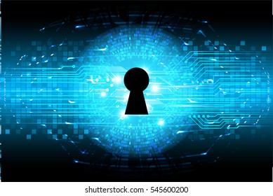 Safety concept, Closed Padlock on digital, cyber security, Blue abstract hi speed internet technology background illustration. key. vector