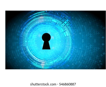 Safety concept, Closed Padlock on digital, cyber security, Blue abstract hi speed internet technology background illustration. key. vector