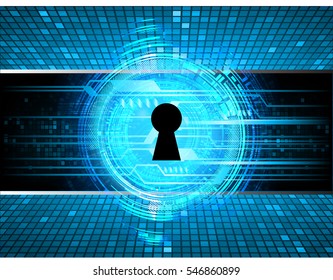 Safety concept, Closed Padlock on digital, cyber security, Blue abstract hi speed internet technology background illustration. key. vector