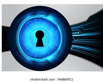 Safety concept, Closed Padlock on digital, cyber security, Blue abstract hi speed internet technology background illustration. key. vector