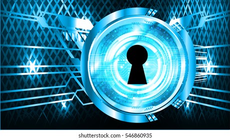 Safety concept, Closed Padlock on digital, cyber security, Blue abstract hi speed internet technology background illustration. key. vector
