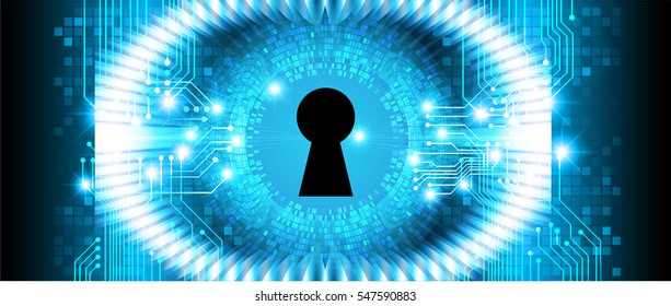 Safety concept, Closed Padlock on digital, cyber security, Blue abstract hi speed internet technology background illustration. key. vector