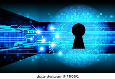 Safety concept, Closed Padlock on digital, cyber security, Blue abstract hi speed internet technology background illustration. key. vector