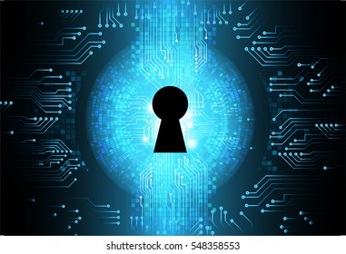 Safety concept, Closed Padlock on digital, cyber security, Blue abstract hi speed internet technology background illustration. key. vector