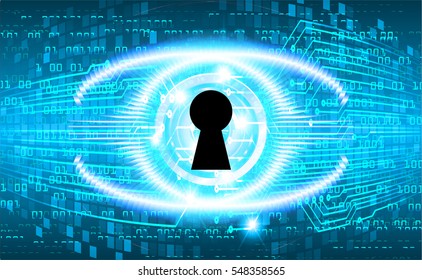 Safety concept, Closed Padlock on digital, cyber security, Blue abstract hi speed internet technology background illustration. key. vector