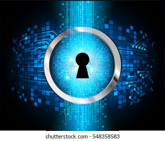 Safety concept, Closed Padlock on digital, cyber security, Blue abstract hi speed internet technology background illustration. key. vector
