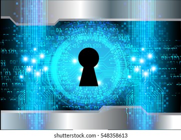 Safety concept, Closed Padlock on digital, cyber security, Blue abstract hi speed internet technology background illustration. key. vector