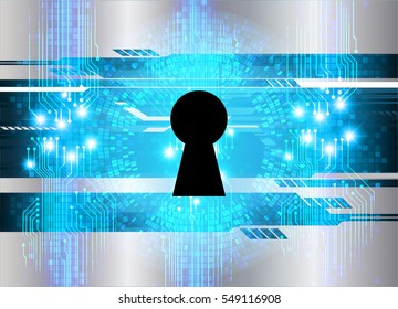 Safety concept, Closed Padlock on digital, cyber security, Blue abstract hi speed internet technology background illustration. key. vector